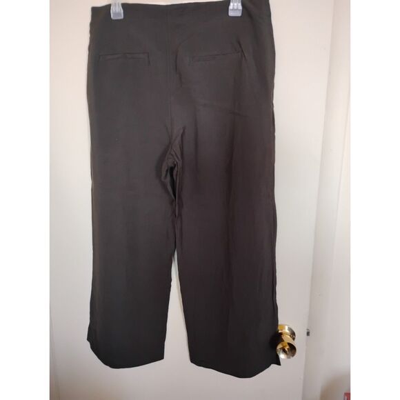 LOFT Dark Green Button-Front Wide-Leg High Waisted Pants size 10 - Picture 2 of 3